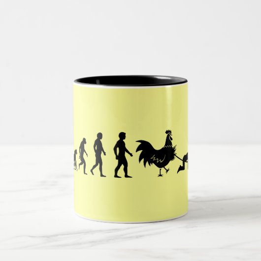 Huhn-Evolution Zweifarbige Tasse (Mittel)