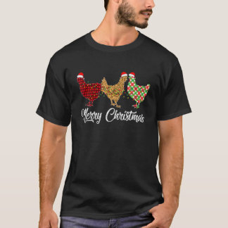 Huhn Frohe Weihnachten Red Green Kariert Leopard P T-Shirt