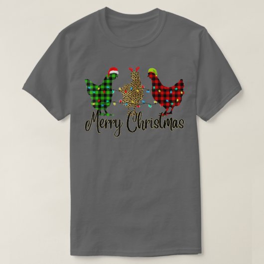 Huhn Frohe Weihnachten Red Green Kariert Leopard P T-Shirt (Design vorne)