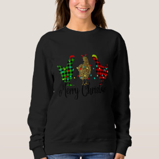 Huhn Frohe Weihnachten Rot Grün Kariert Leopard Pa Sweatshirt