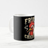 Huhn, gebratener Hahn mit Zigarre, fett Retro Kaffeetasse (Vorderseite Links)