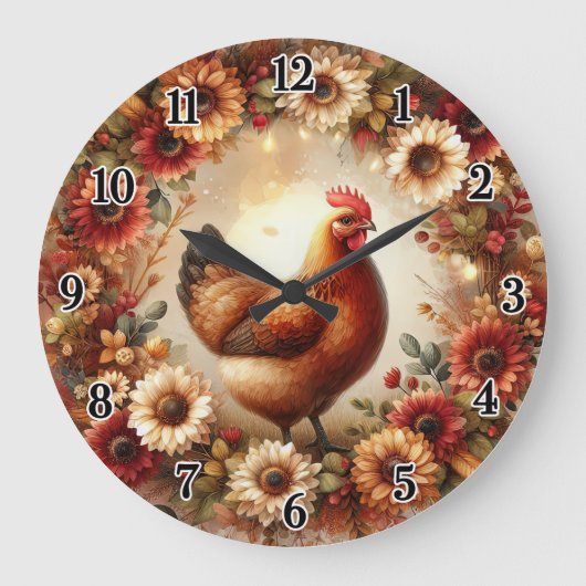 Huhn Große Wanduhr (Vorderseite)