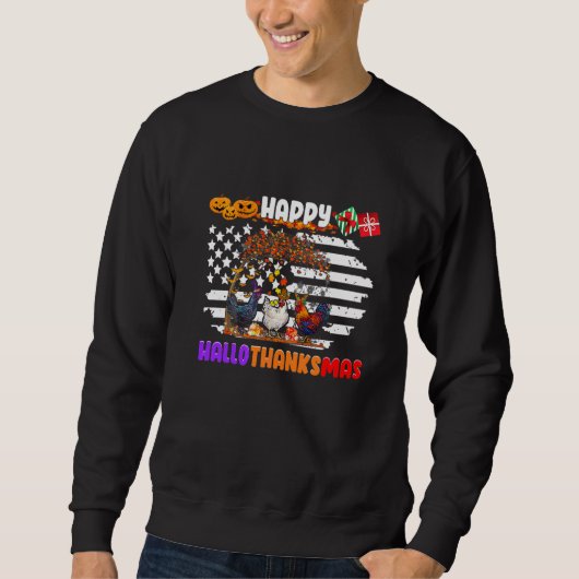 Huhn Halloween Froh HalloDankMas Herbst Als Sweatshirt (Vorderseite)