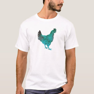 Huhn-Henne-aquamarines Blau auf weißem Hintergrund T-Shirt