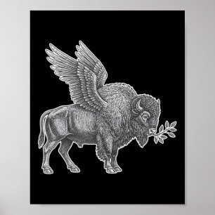 Huhn, Hofgläubiger Geflügelter Bison Friedensgraph Poster