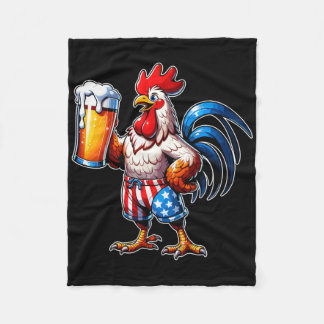Huhn Holding Beer US Flag 4. Juli Patrioti Fleecedecke
