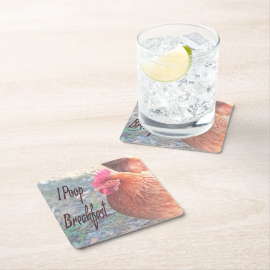 Huhn I kack Breakfast Funny Spaß Rechteckiger Pappuntersetzer (Vor Ort)