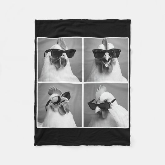 Huhn im Fotobooth Hahn mit Sonnenbrille Fleecedecke (Vorderseite)