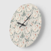 Huhn im Garten Große Wanduhr (Winkel)