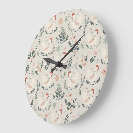 Huhn im Garten Große Wanduhr (Winkel)