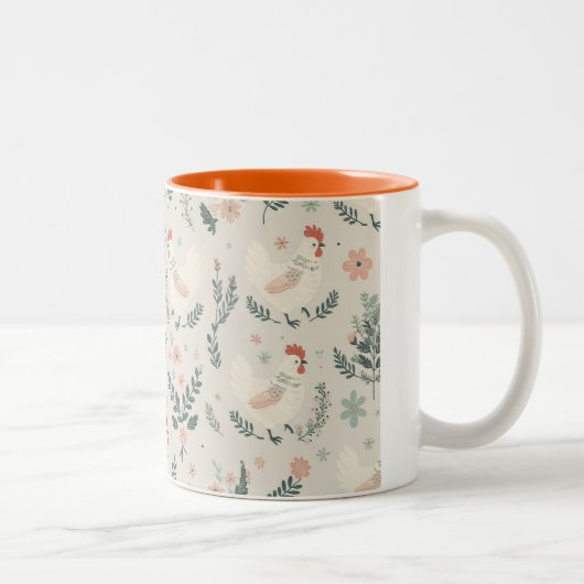 Huhn im Garten Zweifarbige Tasse (Rechts)