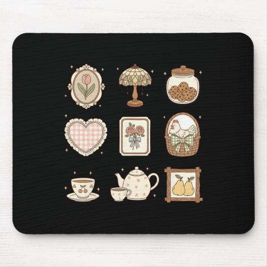 Huhn im Nest, Second-Hand-Oma-Core, Kokette Henne Mousepad (Vorne)