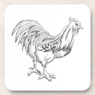 Huhn in Feder und Tinte Getränkeuntersetzer