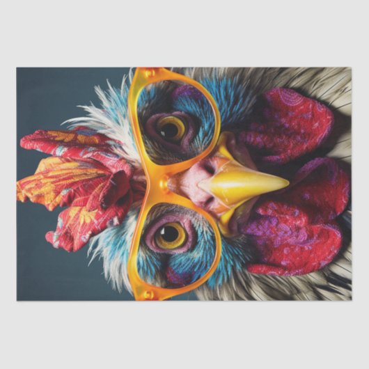 Huhn in Red Glasses Wackadoodle Decoupage Seidenpapier (Vorderseite)