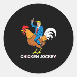 Huhn-Jockey-Trump-lustiges-Meme-surrealer-Humor-T- Runder Aufkleber