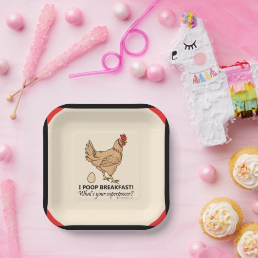 Huhn Kacke Frühstück Funny Border Paper Teller (Party)