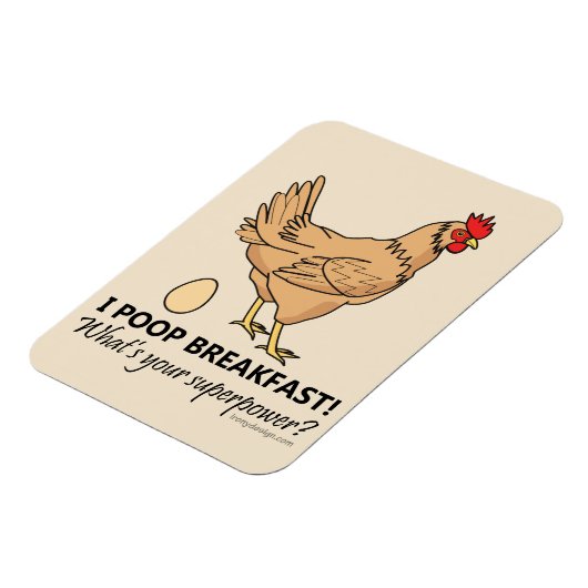 Huhn Kacke Frühstück Funny Design Beige Magnet (Linke Seite)