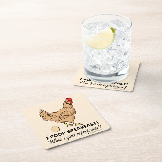 Huhn Kacke Frühstück Funny Design Rechteckiger Pappuntersetzer (Vor Ort)