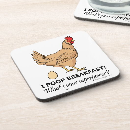 Huhn Kacke Frühstück Funny Design Untersetzer (Linke Seite)