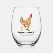 Huhn Kacke Frühstück Funny Design Weinglas Ohne Stiel (Vorderseite)
