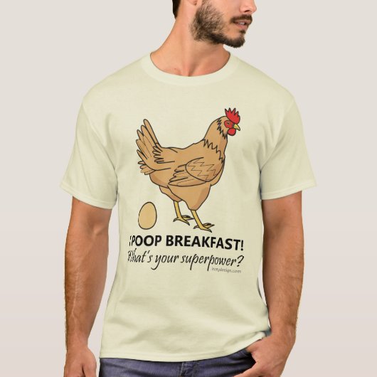 Huhn kackt Frühstücks-lustigen Entwurf T-Shirt (Vorderseite)