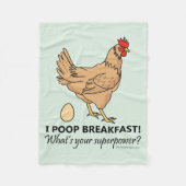 Huhn kackt Frühstücks-lustiges Entwurfs-Blau Fleecedecke (Vorderseite)