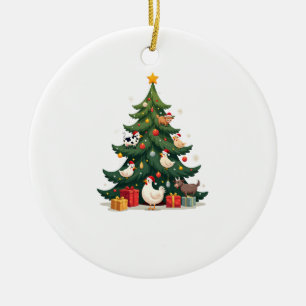 Huhn Kuh Ziege Pferd Bauernhof Tier Landwirt Chris Keramik Ornament