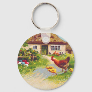 Huhn, Küken und Ostereier Schlüsselanhänger