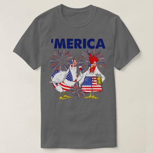 Huhn€ merica amerikanische Flagge (2) T-Shirt (Design vorne)