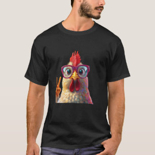 Huhn mit Brille Friedenszeichen Spaß T-Shirt