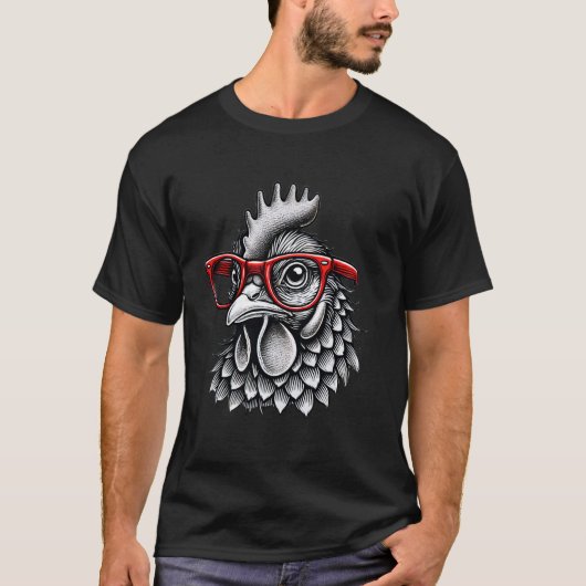 Huhn mit Brille T-Shirt (Vorderseite)