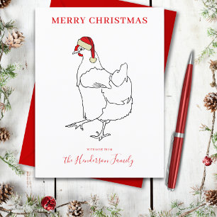 Huhn mit personalisiertem Weihnachtsmann-Hut Feiertagspostkarte