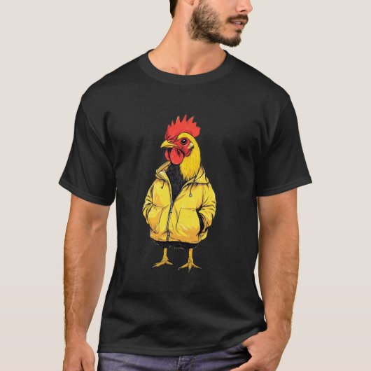 Huhn mit Regenmantel T-Shirt (Vorderseite)