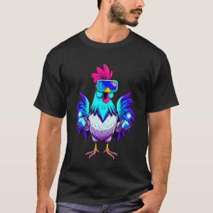 Huhn mit Sonnenbrille Lustiger Bauernhof Gamer Tag T-Shirt