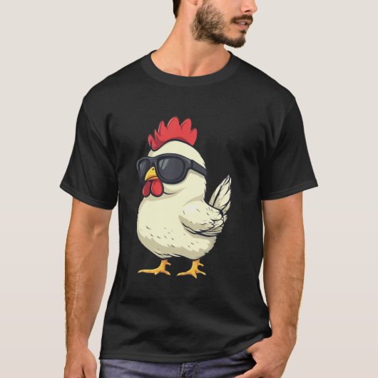 Huhn mit Sonnenbrille T-Shirt (Vorderseite)