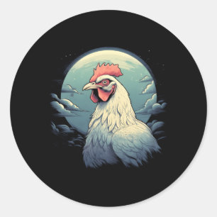 Huhn mit Vollmondhähnchen Runder Aufkleber