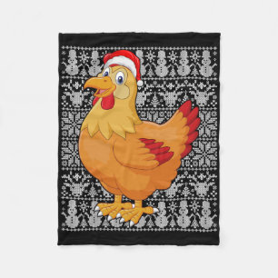 Huhn mit Weihnachtsmannmütze Männer Frauen Kinder Fleecedecke