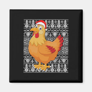 Huhn mit Weihnachtsmannmütze Männer Frauen Kinder Magnet