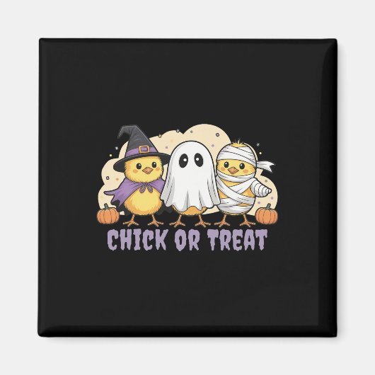 Huhn oder behandeln Hühner Hexe Halloween Kostüm M Magnet (Vorne)
