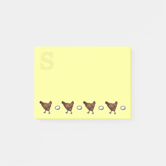 Huhn oder Ei? Mit Monogramm Post-it Klebezettel (Vorderseite)