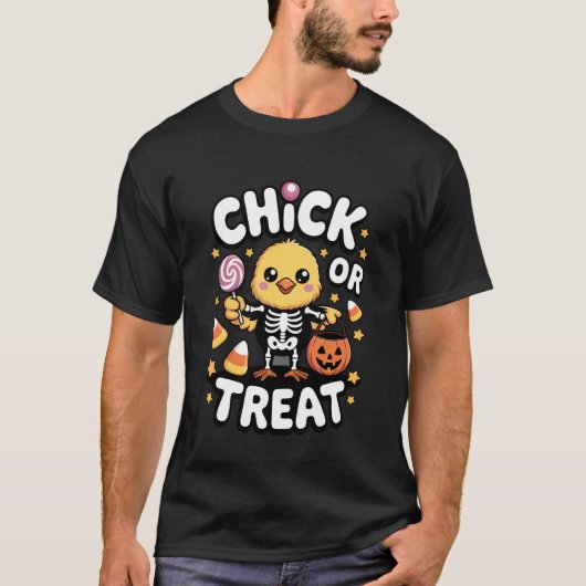 Huhn oder Süßigkeit Halloween Grusel-Saison Kostüm T-Shirt (Vorderseite)