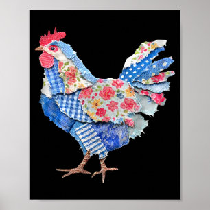 Huhn Patchwork Hase Eier Kaninchen Frohe Ostern D Poster