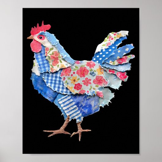 Huhn Patchwork Hase Eier Kaninchen Frohe Ostern D Poster (Vorne)