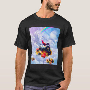 Huhn reitet Gazelle auf Wolken und Waffeln T-Shirt