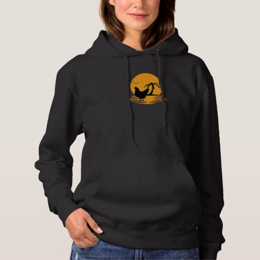 Huhn Retro Sunset Funny Bauer Hoodie (Vorderseite)