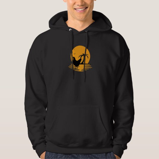 Huhn Retro Sunset Funny Bauer Hoodie (Vorderseite)