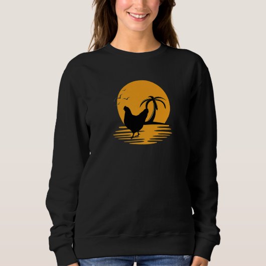 Huhn Retro Sunset Funny Bauer Sweatshirt (Vorderseite)