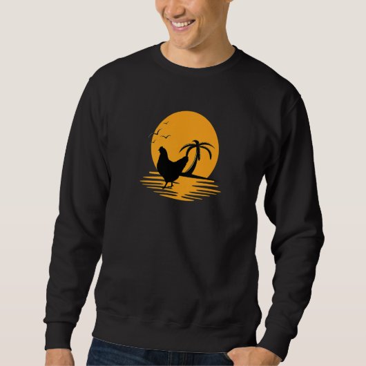 Huhn Retro Sunset Funny Bauer Sweatshirt (Vorderseite)