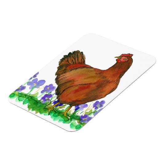 Huhn Rhode Island Red Watercolor Bird Magnet (Linke Seite)