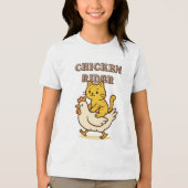 Huhn Rider - Funny Cat Riding Chicken Cartoon Tri-Blend Shirt (Vorderseite)